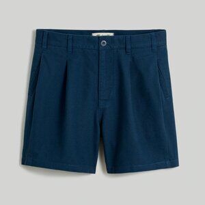 Madewell Men's Pleated Cotton Linen Shorts | Navy | Size 32